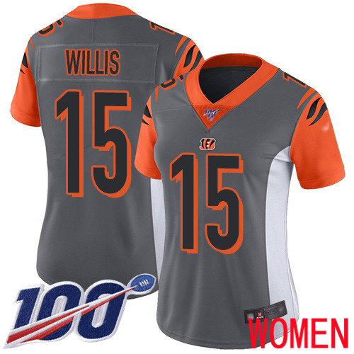 Cincinnati Bengals Limited Silver Women Damion Willis Jersey NFL Footballl #15 100th Season Inverted Legend